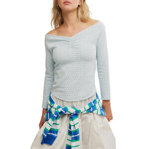 NWT! Free People Gia Eyelet Embroidered Off the Shoulder Top Size Large